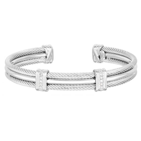 Sterling Silver Triple Strand Cable Men's Cuff