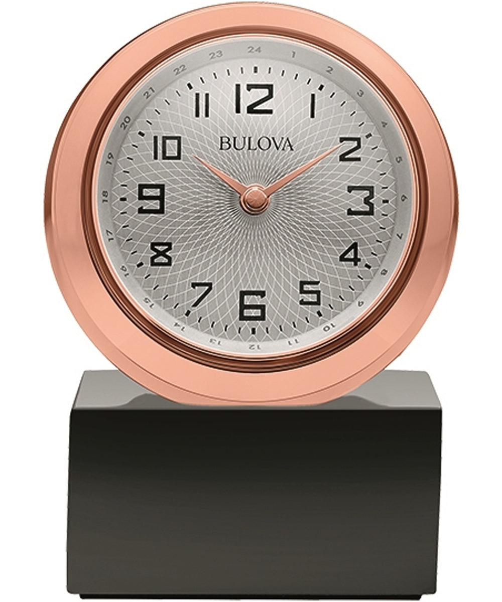Bulova Sphere Table Clock, Rose Gold, Black