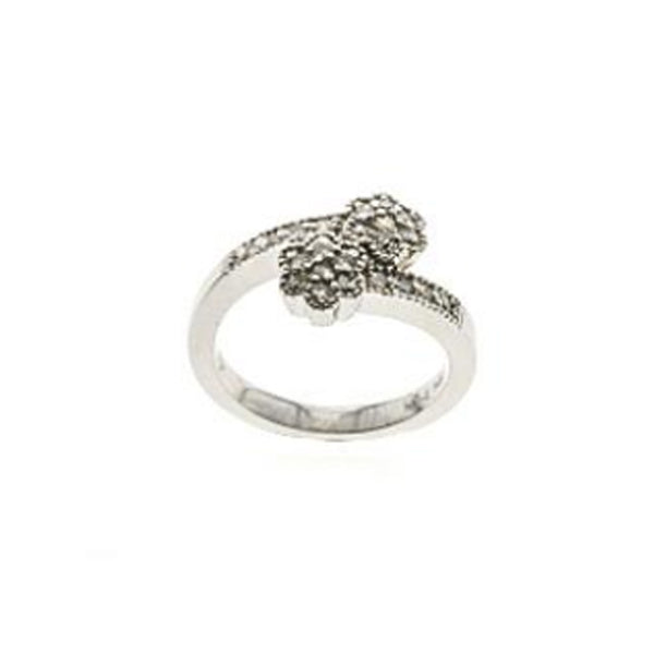 14Kt White Gold Diamond Flower Ring