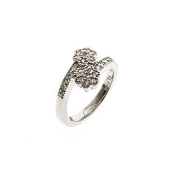 14Kt White Gold Diamond Flower Ring