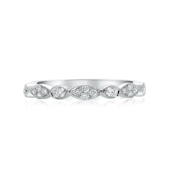 18KT Semi Milligrain Diamond Ring