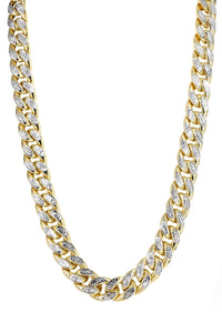 Gold Chain - Mens Hollow Diamond Cut Miami Cuban Link Chain 10K