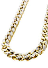 Gold Chain - Mens Hollow Diamond Cut Miami Cuban Link Chain 10K