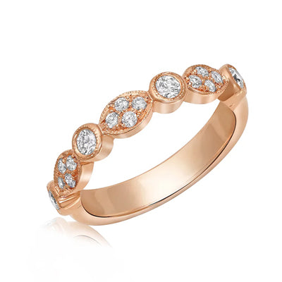 18KT Semi Milligrain Diamond Ring