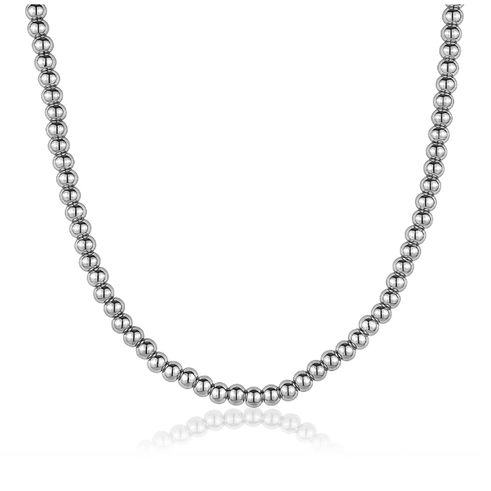 Polished Stainless Steel Bead Necklace