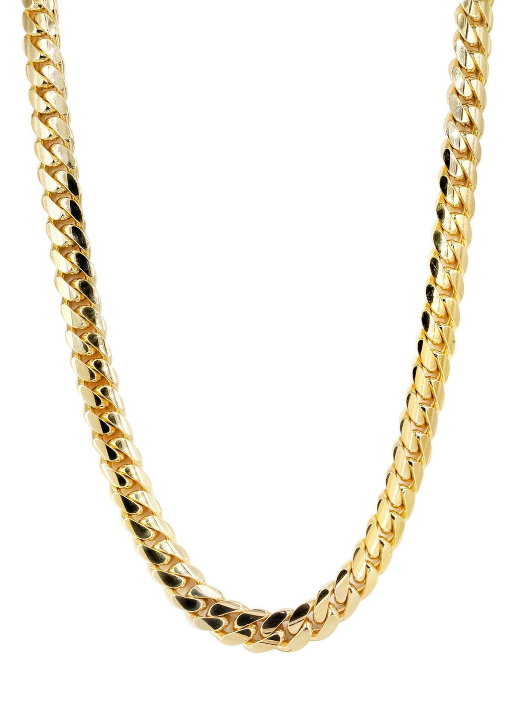 Mens Chain - Solid Miami Cuban Link Yellow Gold 10K/14K