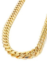 Mens Chain - Solid Miami Cuban Link Yellow Gold 10K/14K