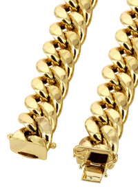 Gold Chain - Mens Hollow Miami Cuban Link Chain 10K/14K Gold