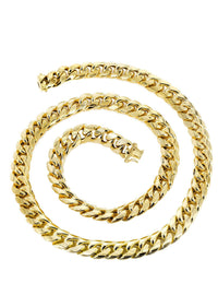 Gold Chain - Mens Hollow Miami Cuban Link Chain 10K/14K Gold